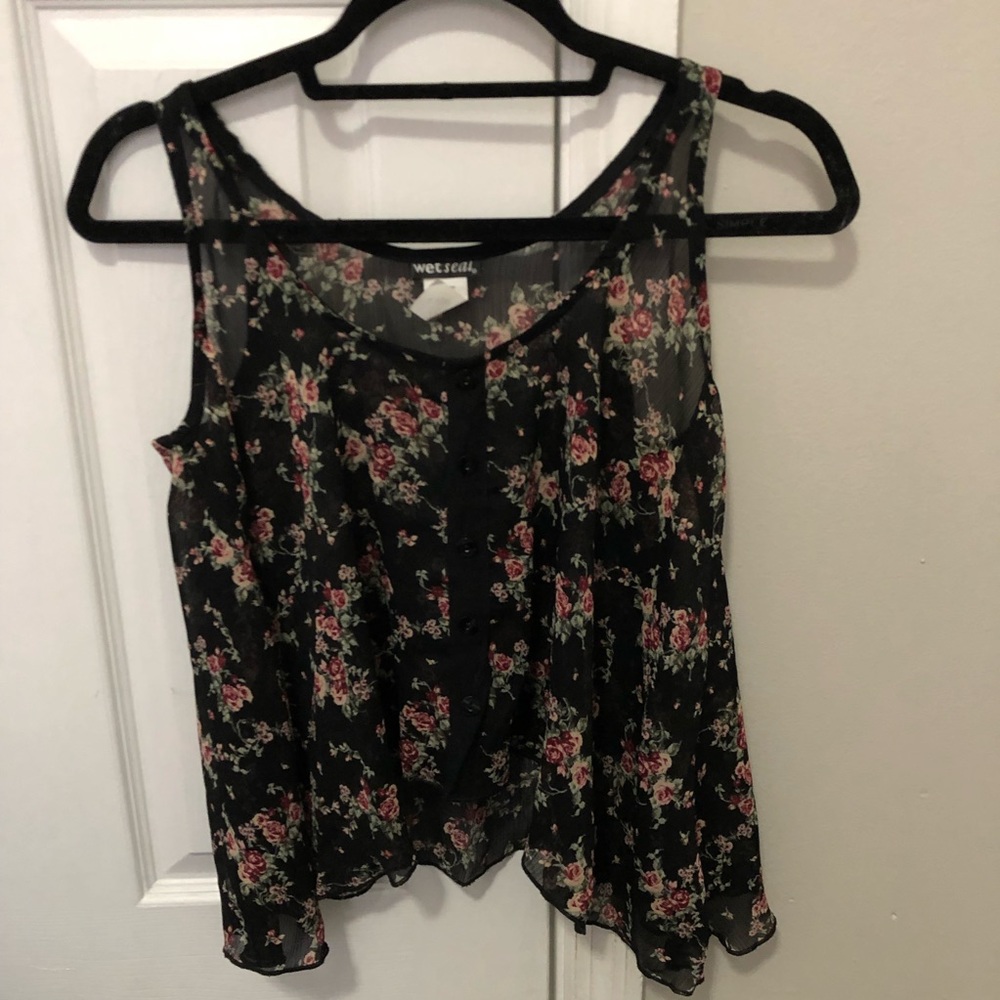 Wet Seal Black Floral Top